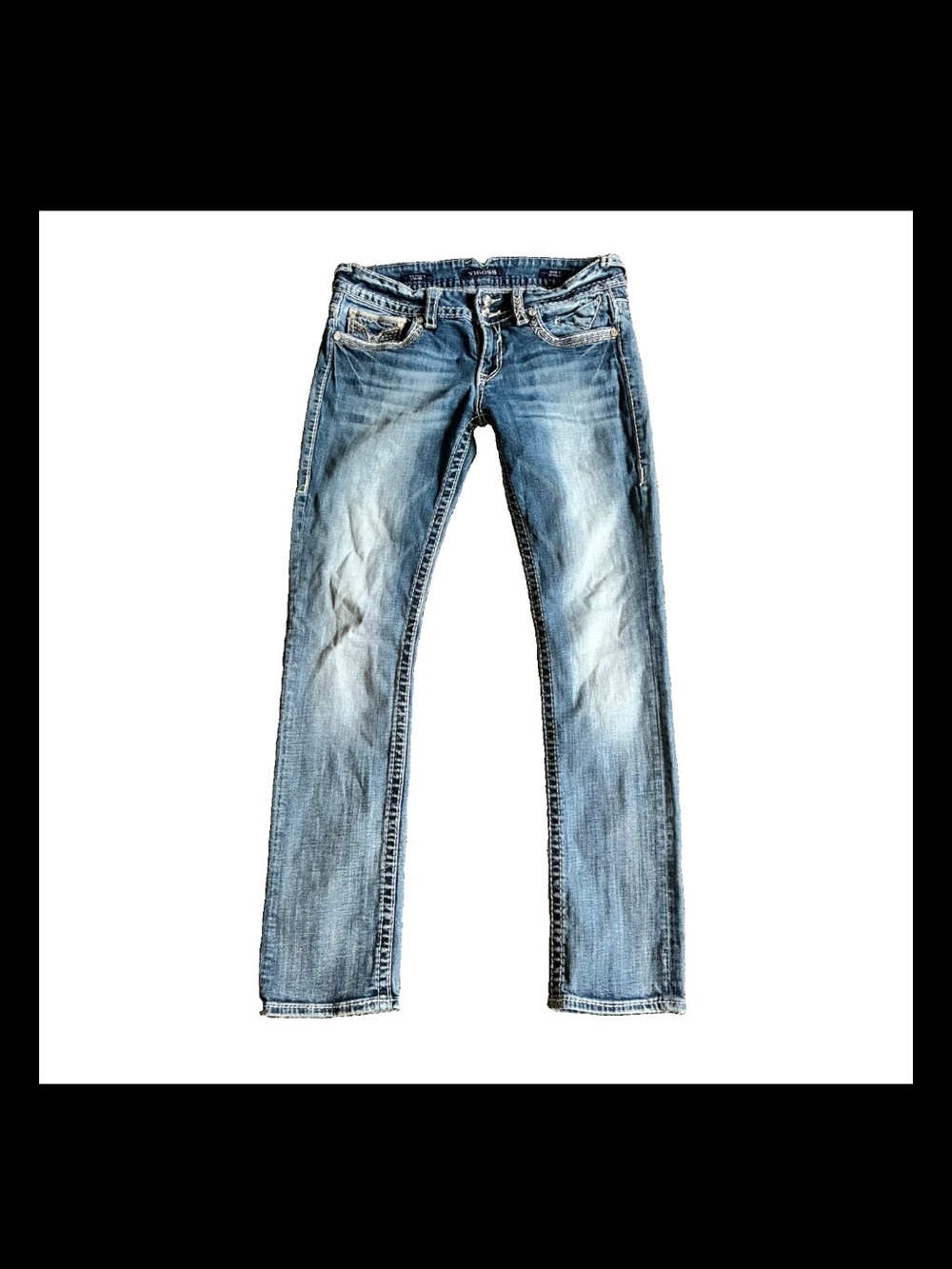 Vigoss Women's Straight Leg Jeans in Faded Blue